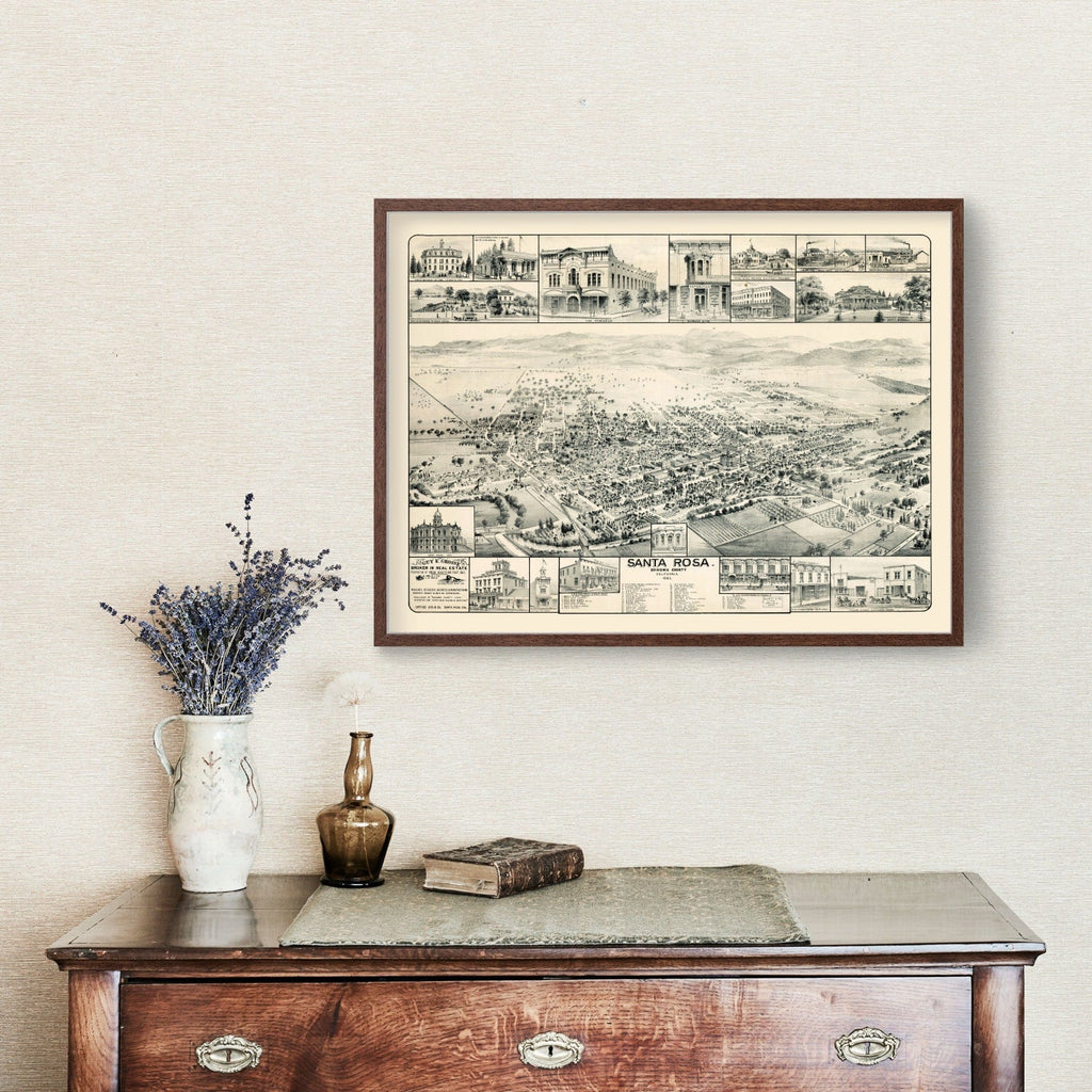 Vintage Map of Santa Rosa, California 1885