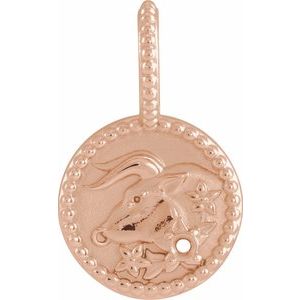 14K Rose Gold 2 mm Round Taurus Accented Zodiac Charm/Pendant Mounting
