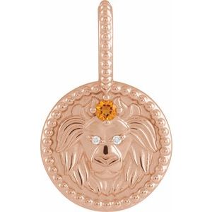 14K Rose Gold Natural Citrine & .005 CTW Natural Diamond Leo Charm/Pendant