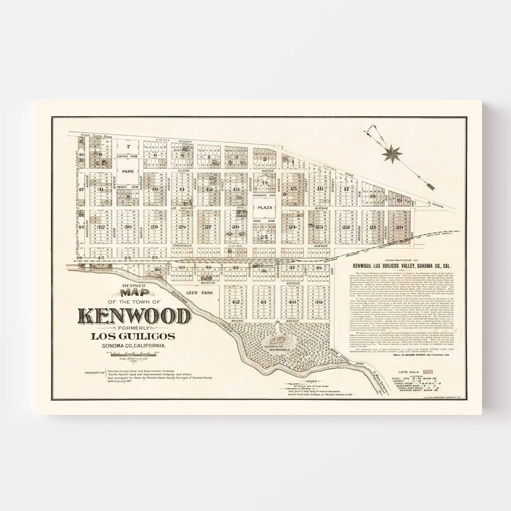 Vintage Map of Kenwood, California 1887