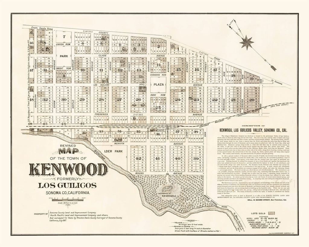 Vintage Map of Kenwood, California 1887