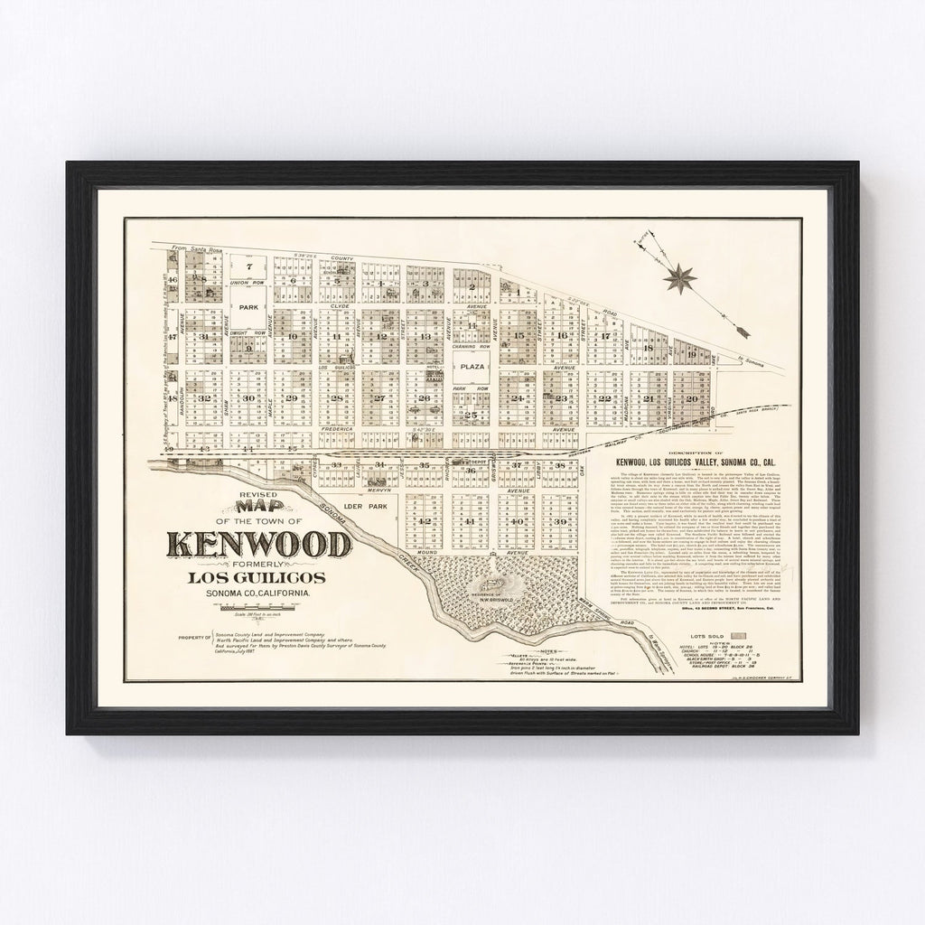 Vintage Map of Kenwood, California 1887