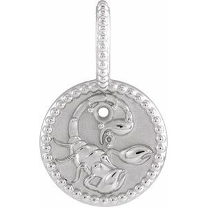 14K White Gold 2 mm Round Scorpio Accented Zodiac Charm/Pendant Mounting