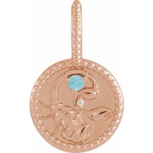 14K Rose Gold Natural Blue Zircon & .0025 CTW Natural Diamond Scorpio Charm/Pendant