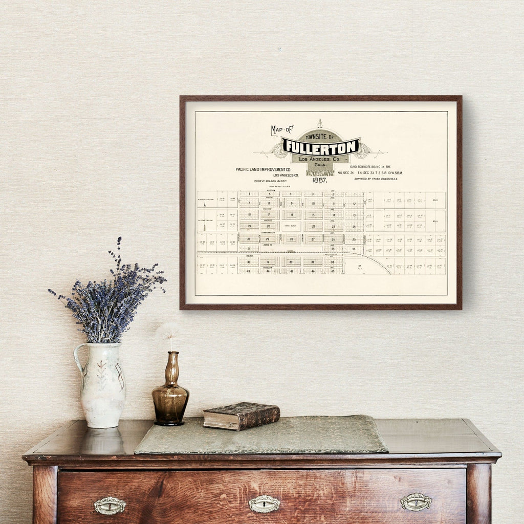 Vintage Map of Fullerton, California 1887