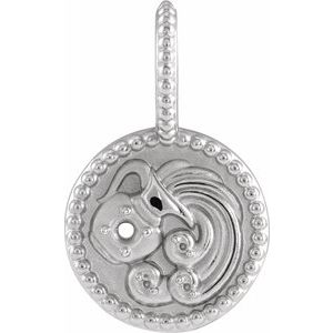 Platinum 2 mm Round Aquarius Accented Zodiac Charm/Pendant Mounting