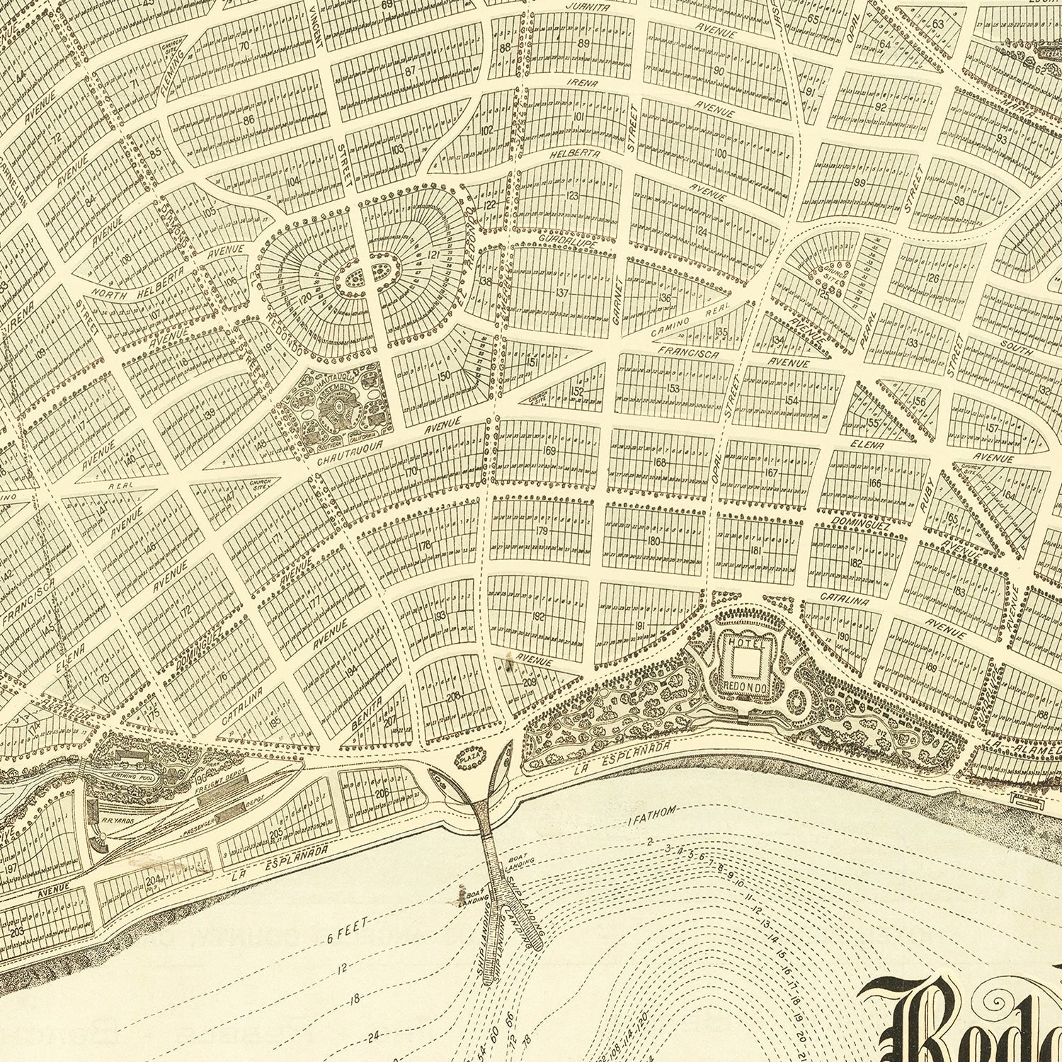 Vintage Map of Redondo Beach, California 1888