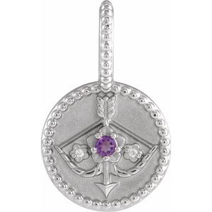 Platinum Natural Amethyst & .005 CTW Natural Diamond Sagittarius Charm/Pendant