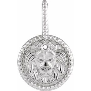 Platinum 2 mm Round Leo Accented Zodiac Charm/Pendant Mounting