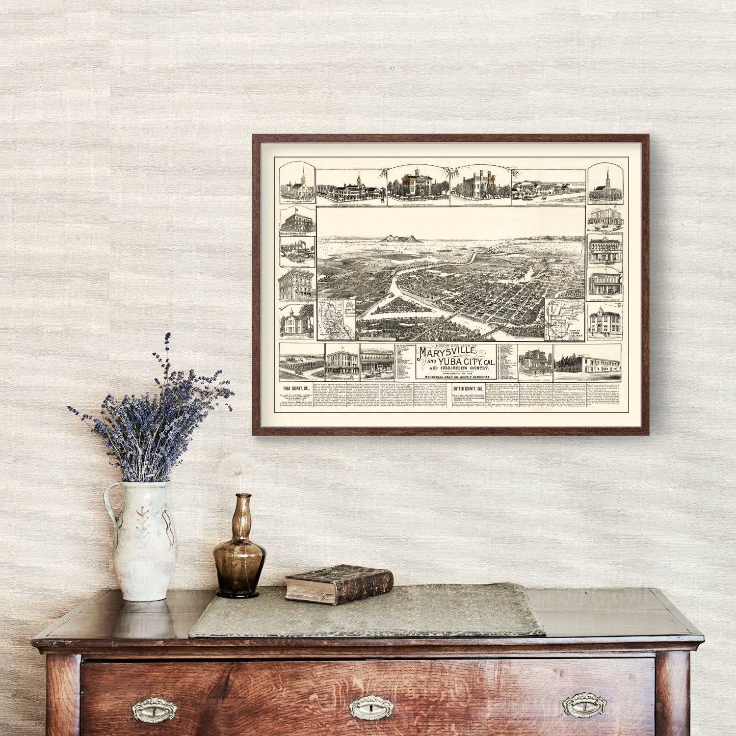 Vintage Map of Yuba, California 1888