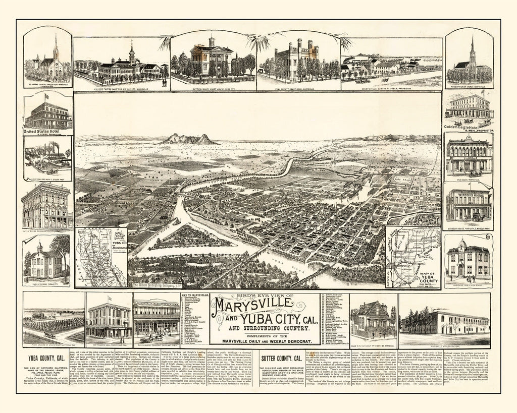 Vintage Map of Yuba, California 1888