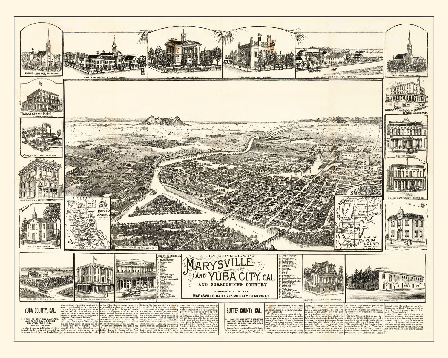 Vintage Map of Yuba, California 1888