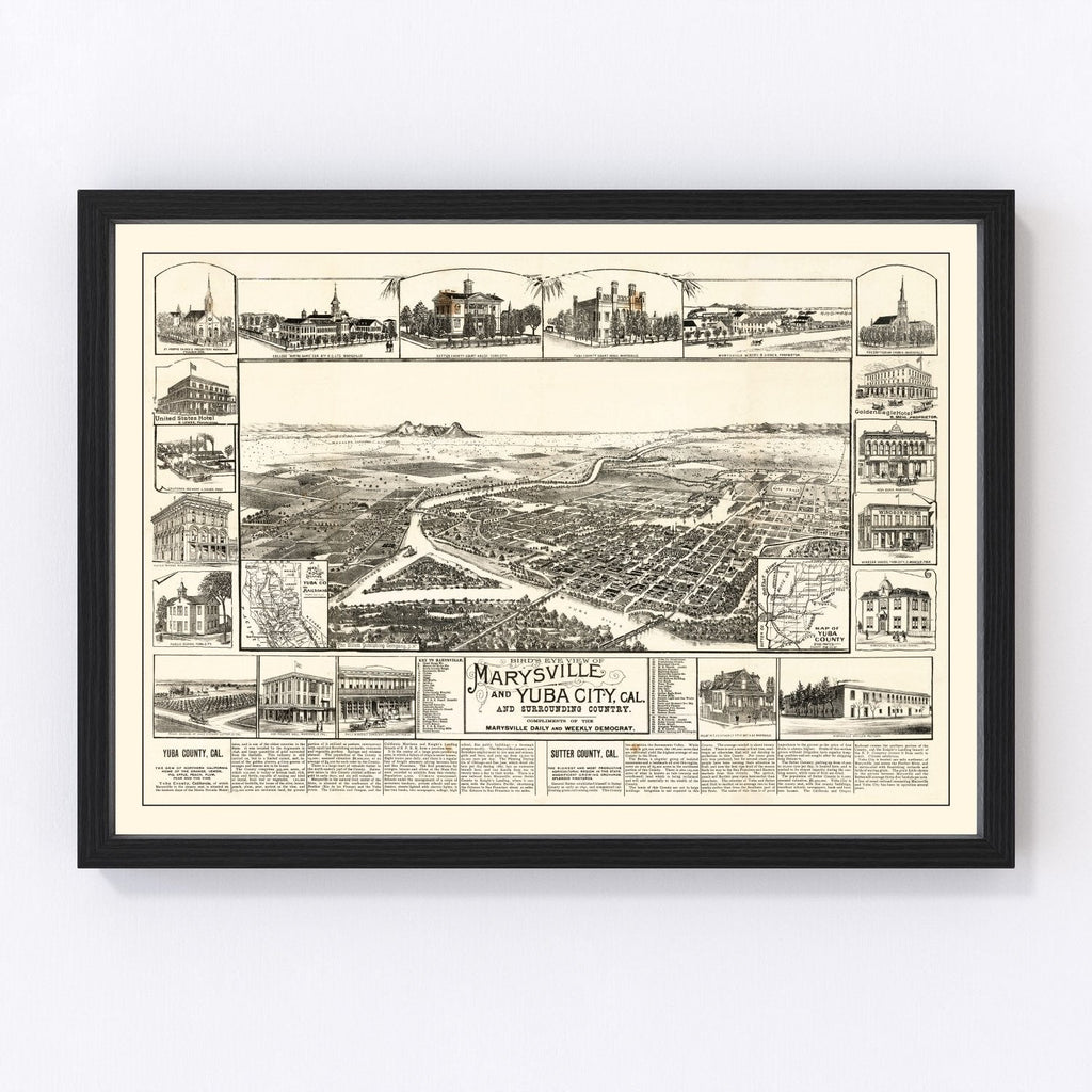Vintage Map of Yuba, California 1888