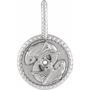 Sterling Silver 2 mm Round Pisces Accented Zodiac Charm/Pendant Mounting