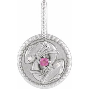 Platinum Natural Rhodolite Garnet & .005 CTW Natural Diamond Pisces Charm/Pendant