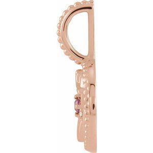 14K Rose Gold Natural Rhodolite Garnet & .005 CTW Natural Diamond Pisces Charm/Pendant – image 3