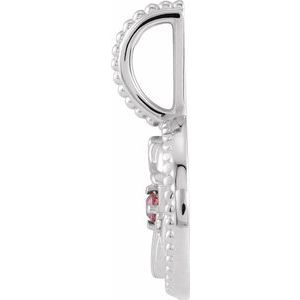 14K White Gold Natural Rhodolite Garnet & .005 CTW Natural Diamond Pisces Charm/Pendant – image 3
