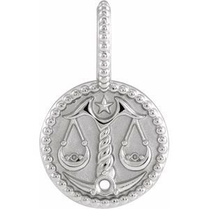 Platinum 2 mm Round Libra Accented Zodiac Charm/Pendant Mounting