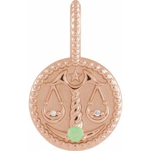 14K Rose Gold Natural Green Chrysoprase & .005 CTW Natural Diamond Libra Charm/Pendant