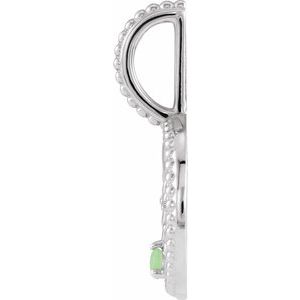 14K White Natural Green Chrysoprase & .005 CTW Natural Diamond Libra Charm/Pendant