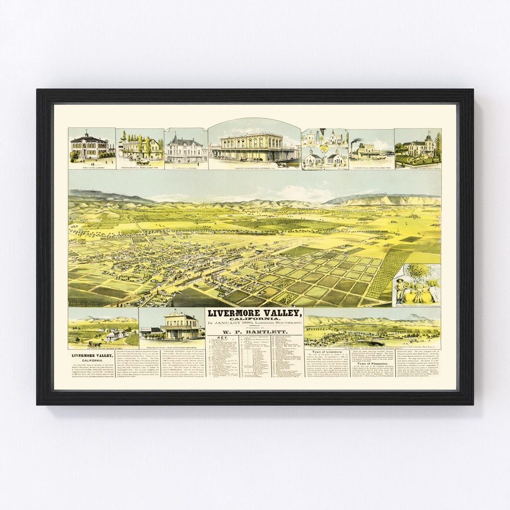 Vintage Map of Livermore, California 1889