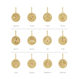 14K Yellow Gold 2 mm Round Aries Accented Zodiac Charm/Pendant Mounting – image 2