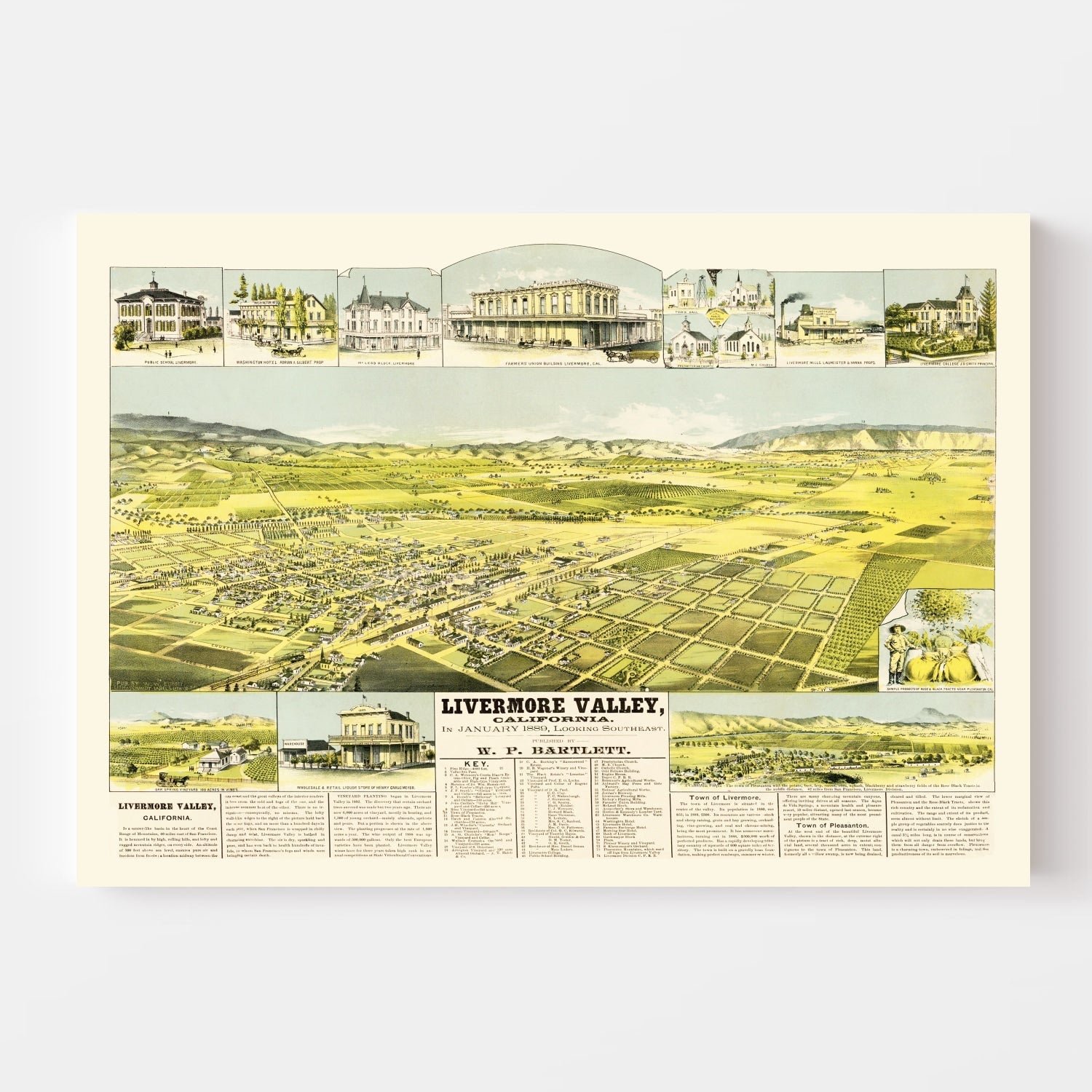 Vintage Map of Livermore, California 1889