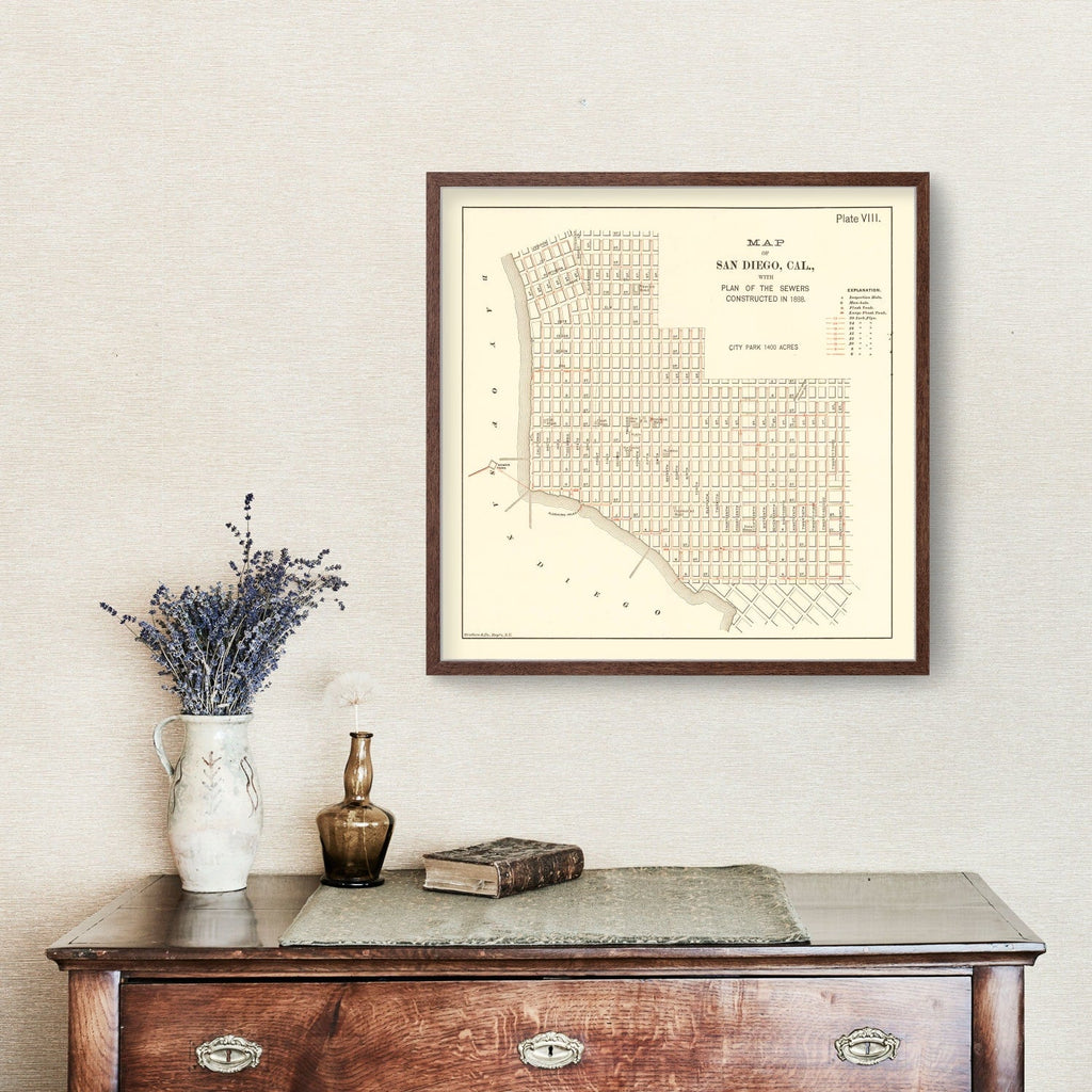 Vintage Map of San Diego, California 1891
