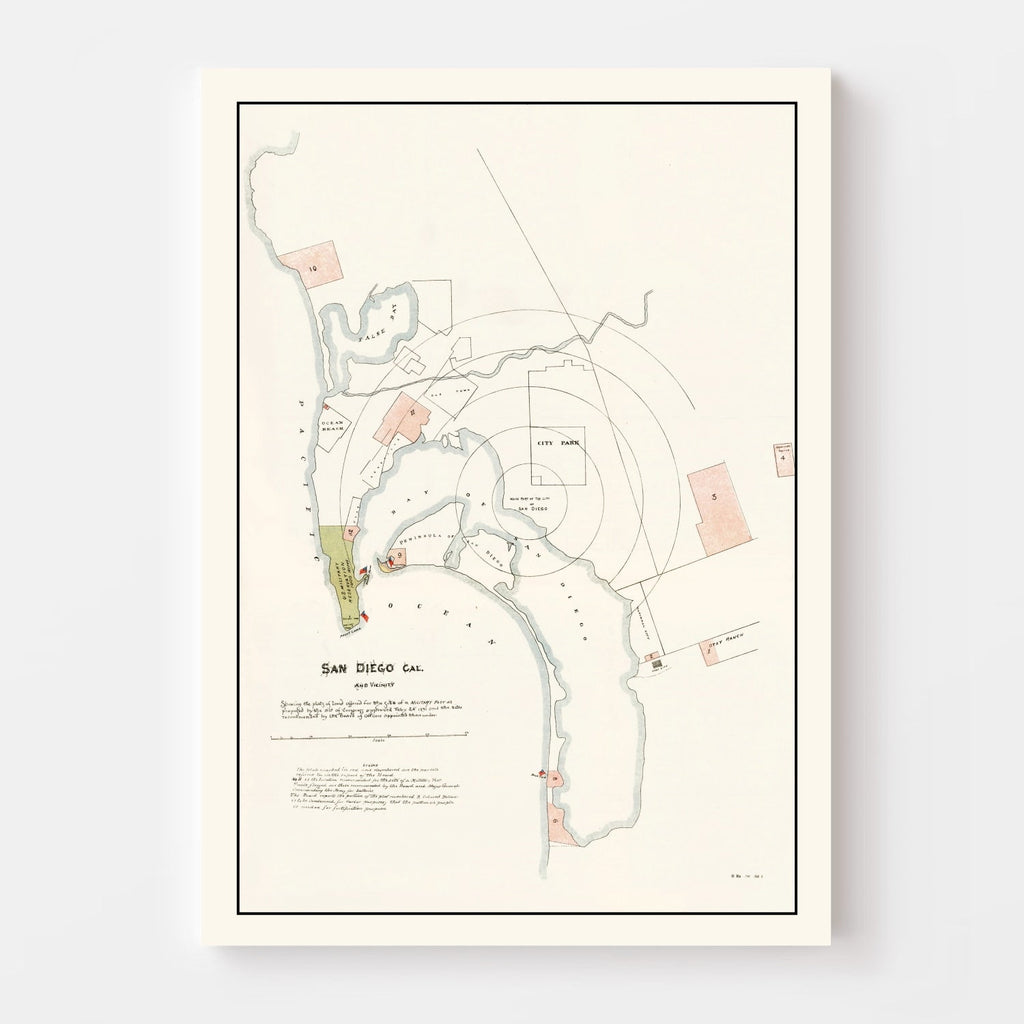 Vintage Map of San Diego, California 1891