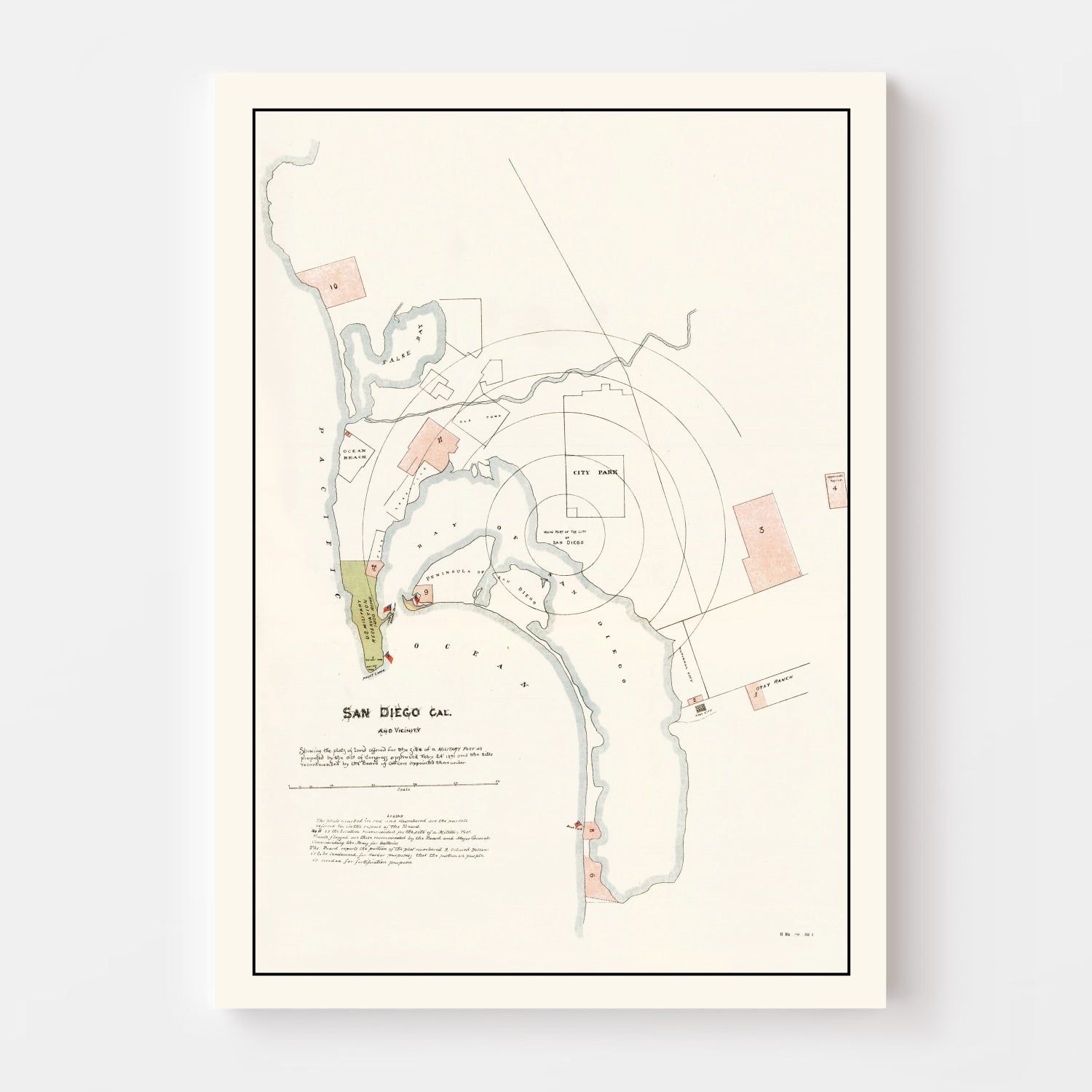 Vintage Map of San Diego, California 1891