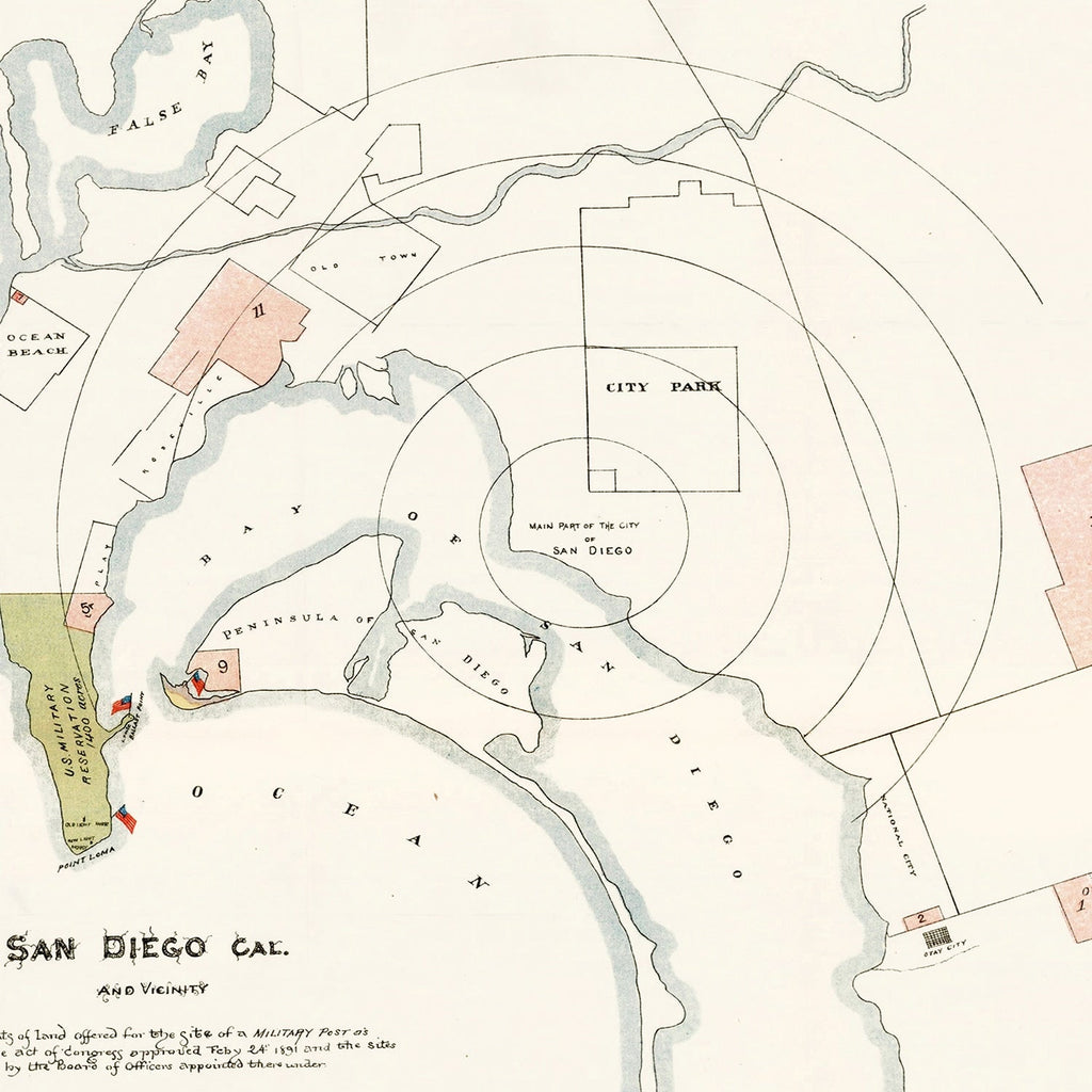 Vintage Map of San Diego, California 1891