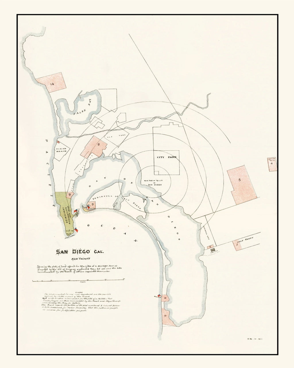 Vintage Map of San Diego, California 1891