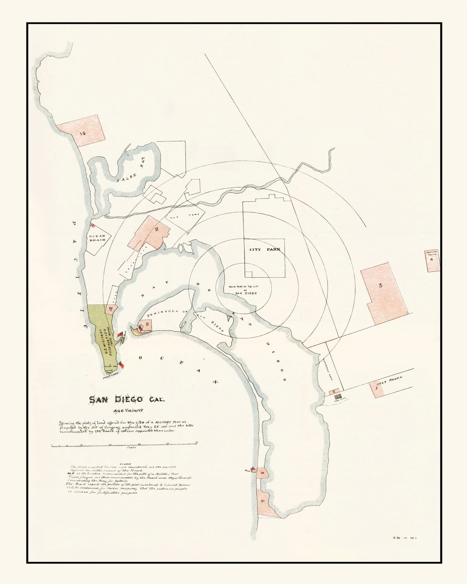 Vintage Map of San Diego, California 1891