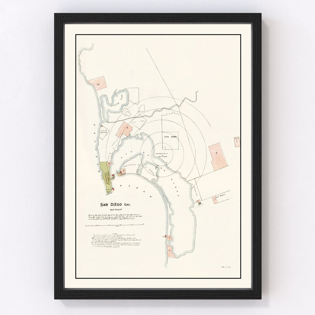 Vintage Map of San Diego, California 1891