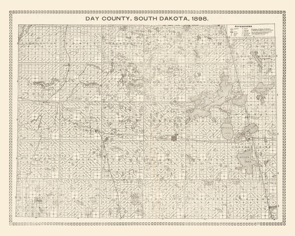 Vintage Map of Day County, South Dakota 1898