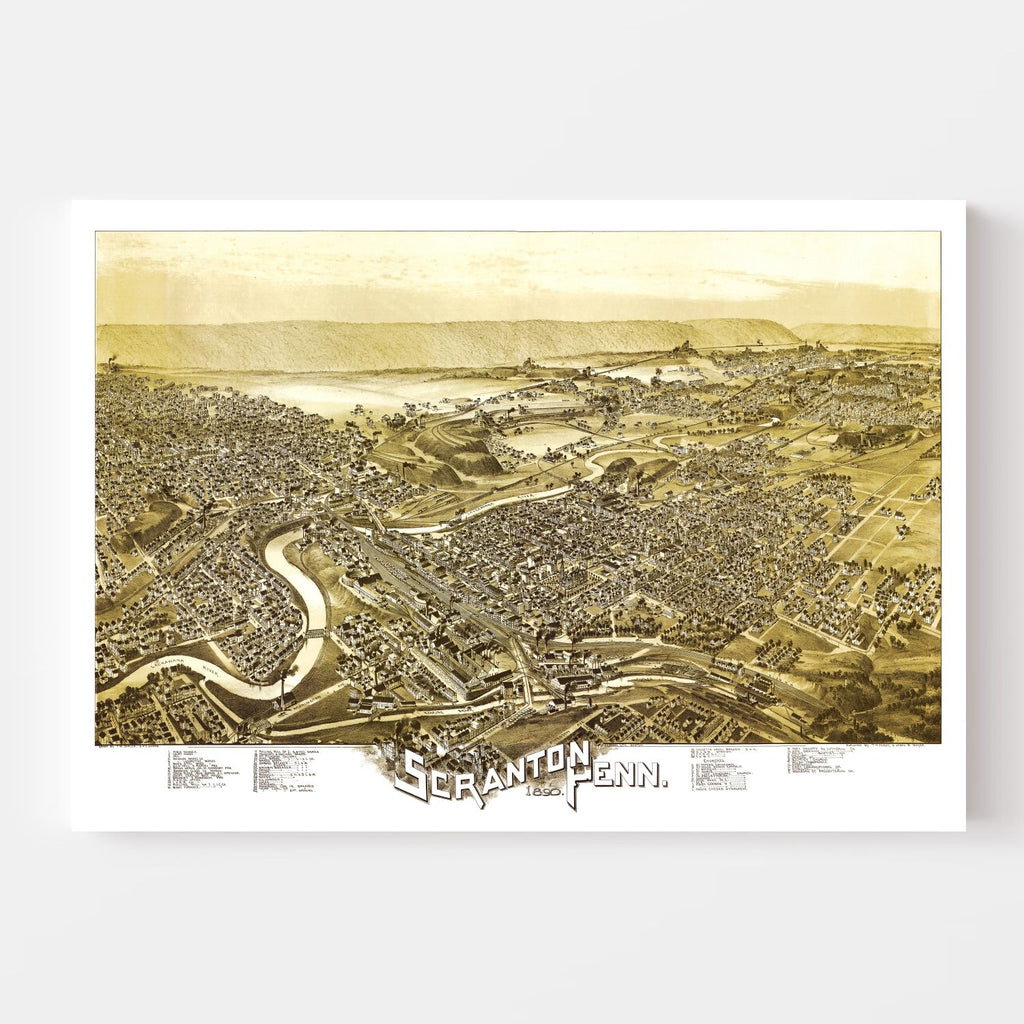 Vintage Map of Scranton, Pennsylvania 1890