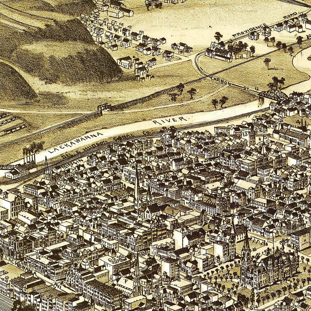 Vintage Map of Scranton, Pennsylvania 1890