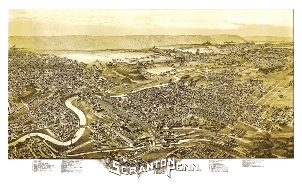 Vintage Map of Scranton, Pennsylvania 1890