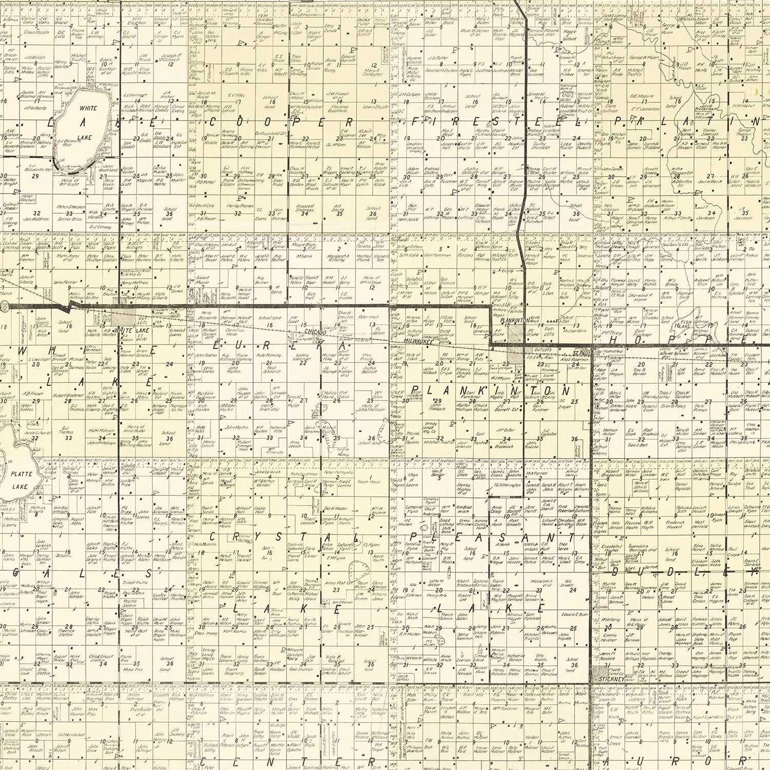 Vintage Map of Aurora County, South Dakota 1930