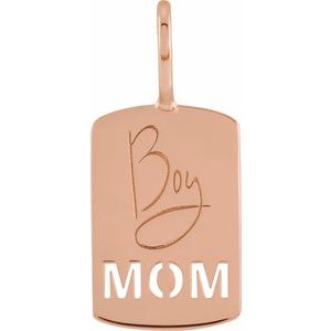 14K Rose Gold Boy Mom Charm/Pendant