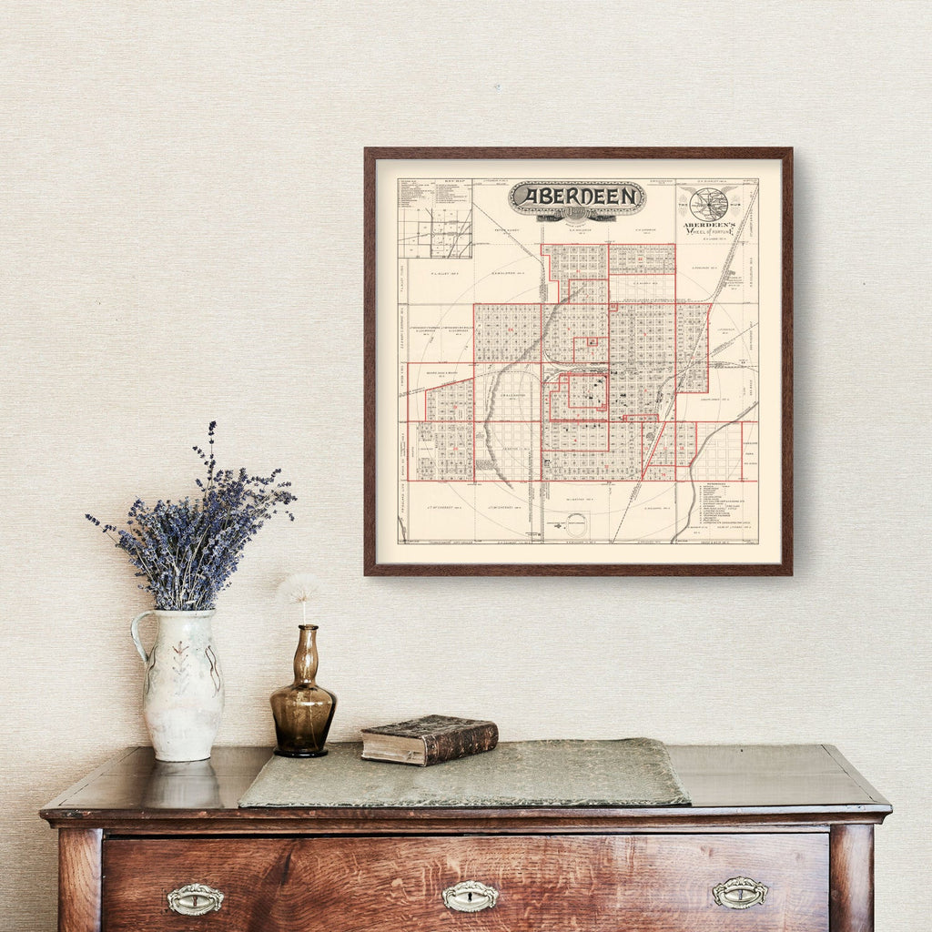 Vintage Map of Aberdeen, South Dakota 1888