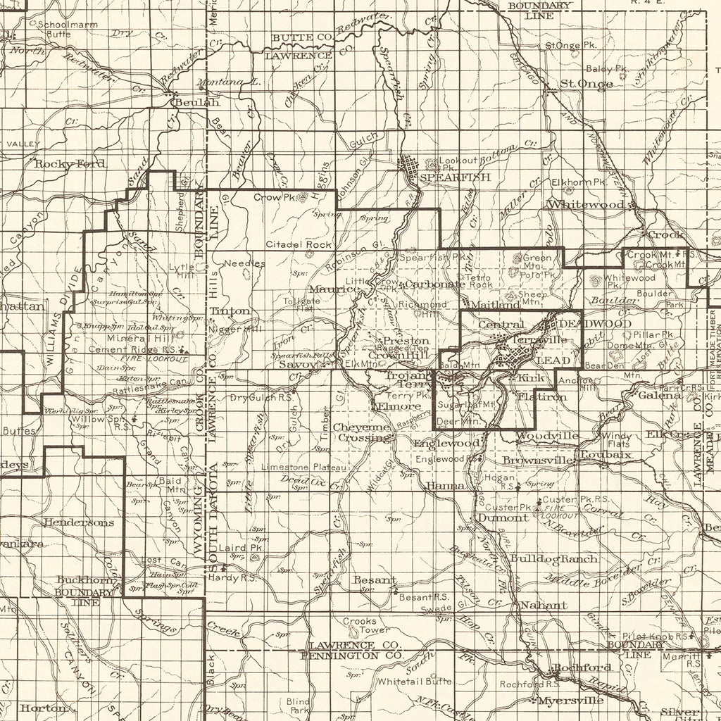 Vintage Black Hills National Forest Map 1917