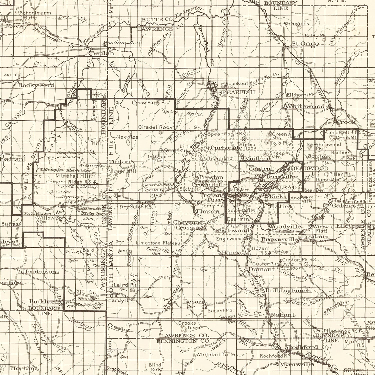 Vintage Black Hills National Forest Map 1917