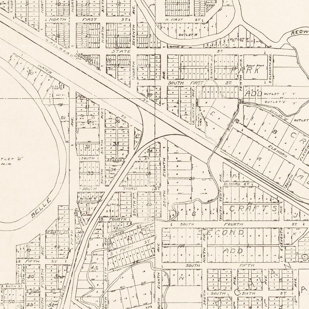 Vintage Map of Belle Fourche, South Dakota 1949