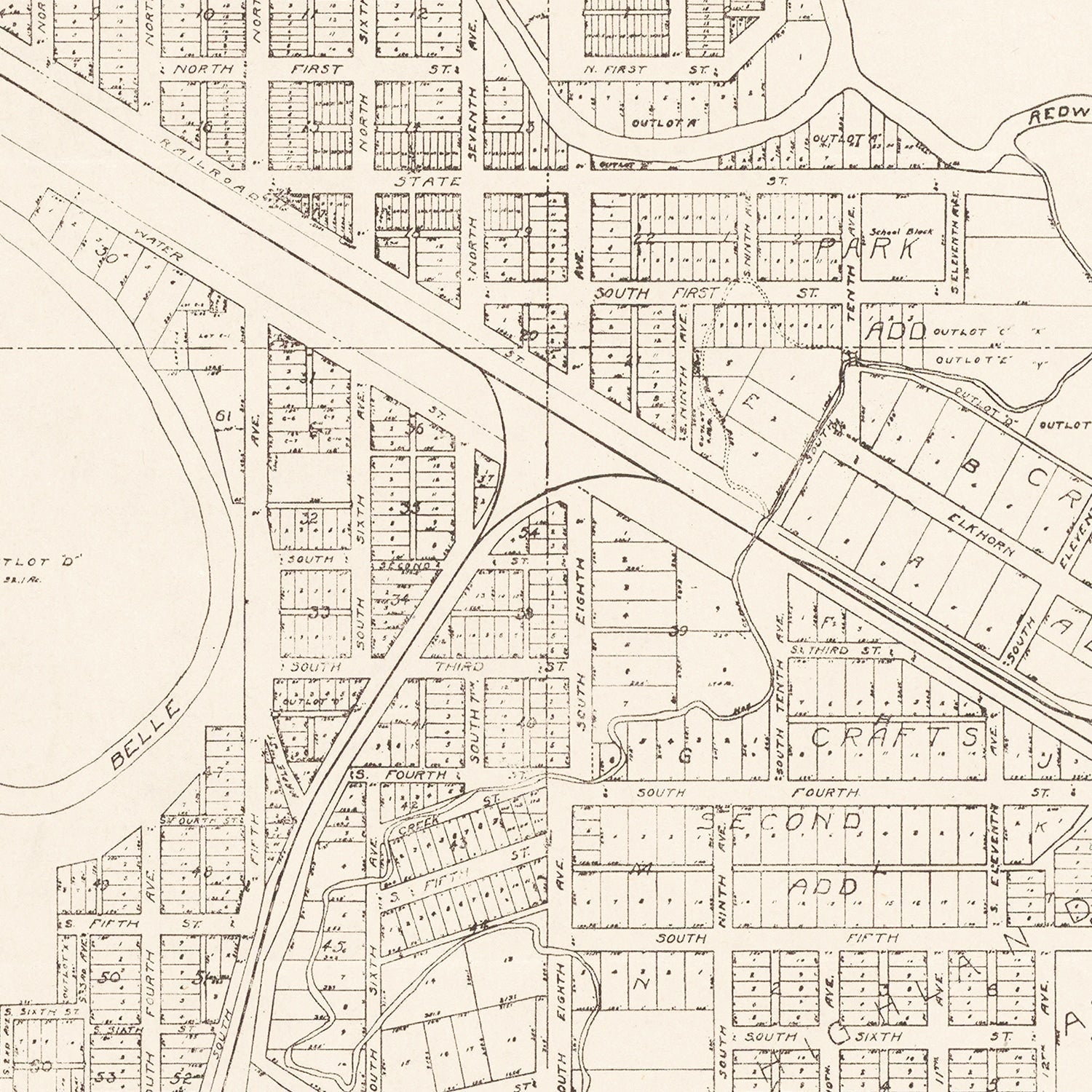 Vintage Map of Belle Fourche, South Dakota 1949