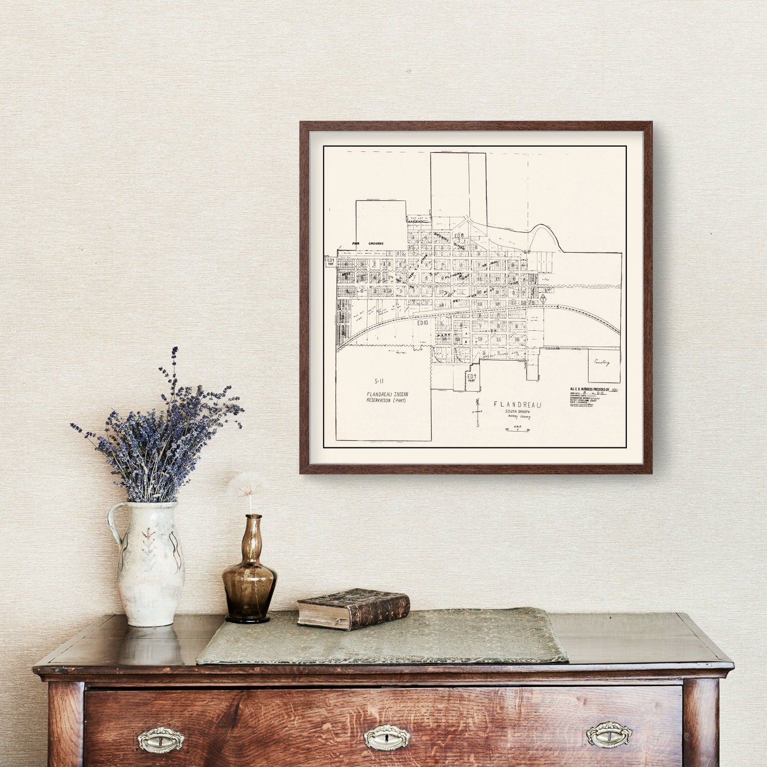 Vintage Map of Flandreau, South Dakota 1970