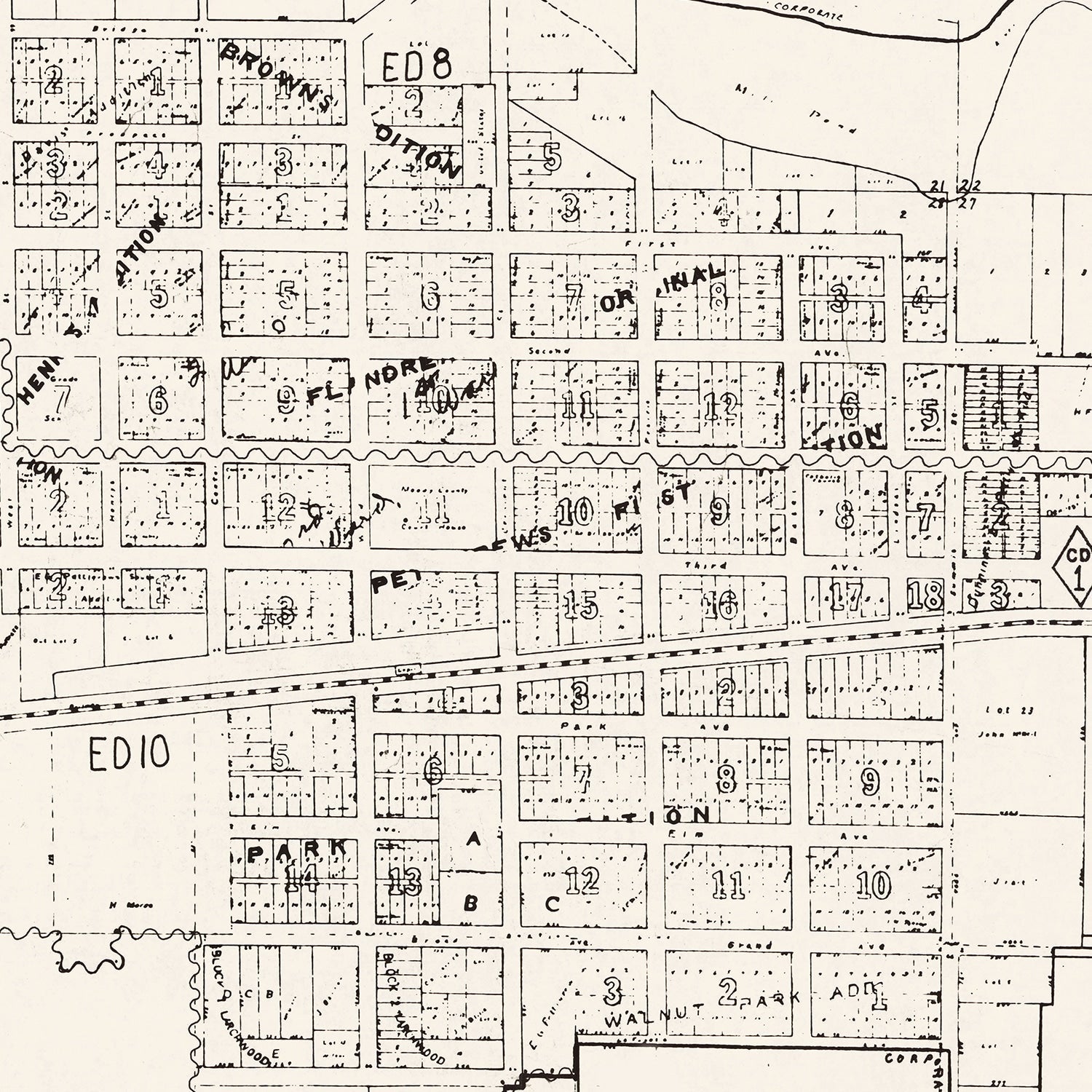 Vintage Map of Flandreau, South Dakota 1970