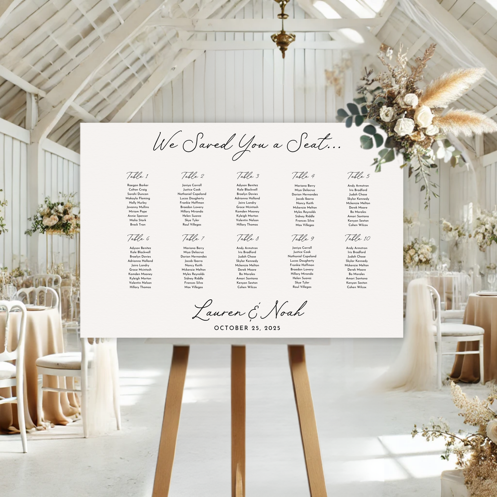 Minimal Modern Wedding Seating Chart Sign