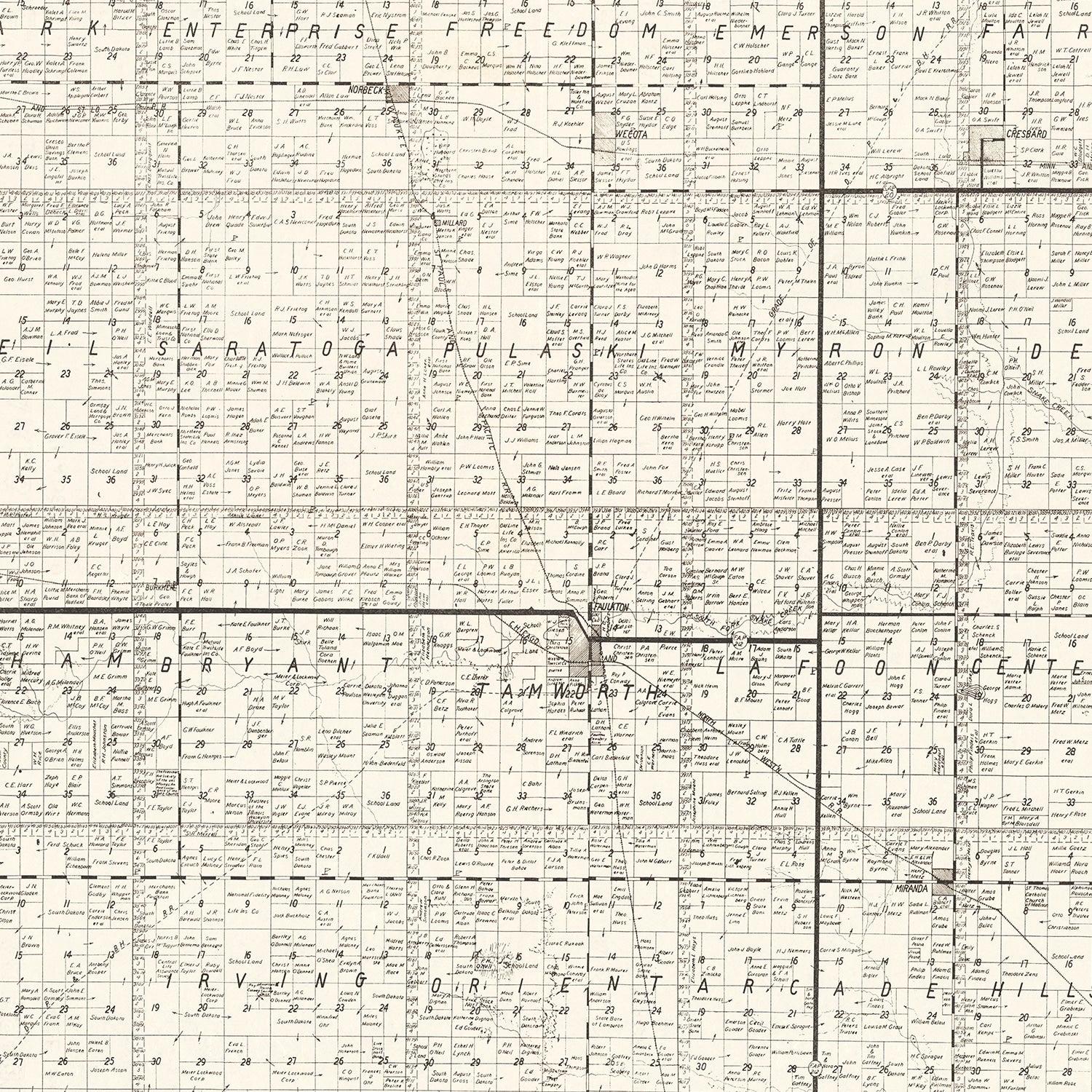 Vintage Map of Faulk County, South Dakota 1900