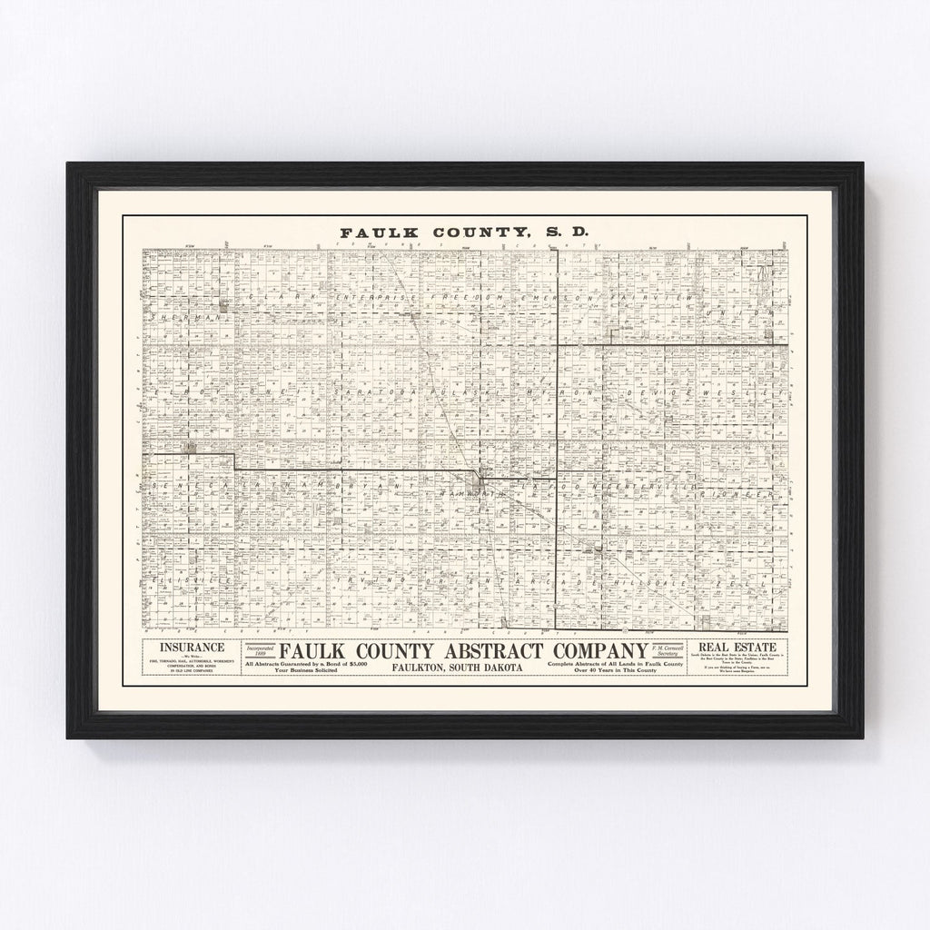 Vintage Map of Faulk County, South Dakota 1900